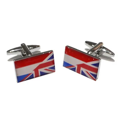 Union Jack Mixed With Netherlands Flag Cufflinks In A Cufflink Box - X2BOCF133 • £11.99
