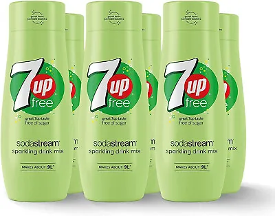 6 X SodaStream 7 Up Free/Diet Syrup 440ml Concentrate Sparkling Fizzy Drink Mix • £29.95