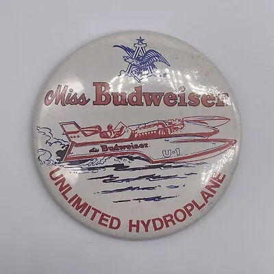 Vintage 1979 Miss Budweiser U-1 Unlimited Hydroplane Boat Pin Button • $10