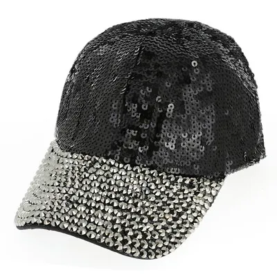 Womens Sequin Fashion Baseball Cap W/ Full Stoned Bill • $15.95