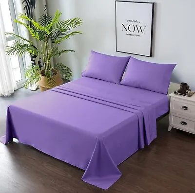 Superb Bed Sheet Set Fitted Flat Pillowcases - Breathable & Soft Deep Pocket • $12.50