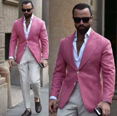High Quality Hot Pink Mens Jacket Coat Groom Party Blazer Business Work Wear • $81.64