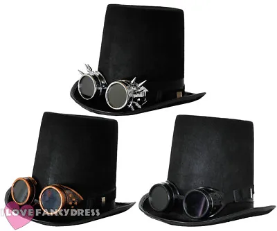 Steampunk Top Hat And Goggles Gothic Sci Fi Victorian Fancy Dress Costume Set • £14.99