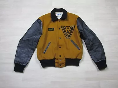 Vintage Holloway Varsity Jacket Size (L) Leather & Wool Riverview Scott Ohio • $84.98