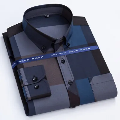 Mens Dress Shirts Long Sleeves Business Formal Button Non Iron Casual Shirts Top • $17.03