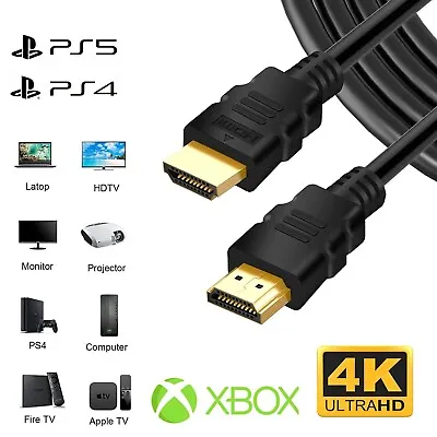 4K HDMI 2.0 Ultra HD High Speed Cable 2160p Gold Plated TV PS4 Sky Xbox Virgin • £3.75