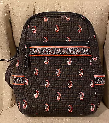 Vera Bradley Purse Houndstooth Brown Small Quilted Paisley Backpack Excellent • $22.22