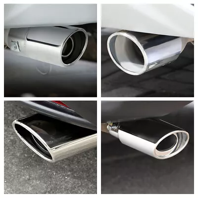 Silver Car Exhaust Pipe Tip Rear Tail Throat Muffler Stainless Accessories Parts • $13.99