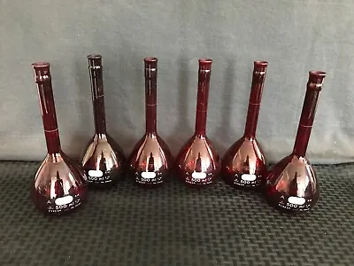 (6) Pyrex 500mL Low Actinic Class A Red Glass Volumetric Flask No Stopper 55640 • $149.99