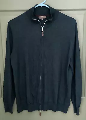 N.PEAL LONDON The Hyde Fine Gauge Cashmere & Silk Full Two-Way Zip Sweater Sz L • $124.88