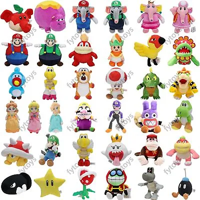 Super Mario Plush Toys Luigi Poplin Hoppo Bowser Petey Piranha Stuffed Doll Gift • £8.42