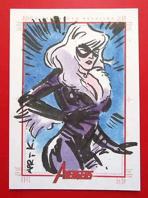 Marvel Greatest Heroes BLACK CAT COLOR SKETCH Card Kusbiantoro Rittenhouse 2012 • $39.95