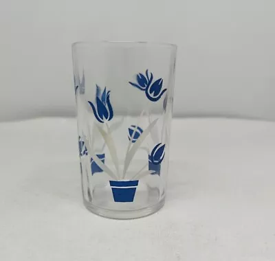 Vintage Kraft  Swanky Swigs Blue Tulips Juice Drink Glass • $6.95