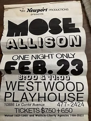 Mose Allison Vintage Poster Westwood Playhouse Concert • $9.99