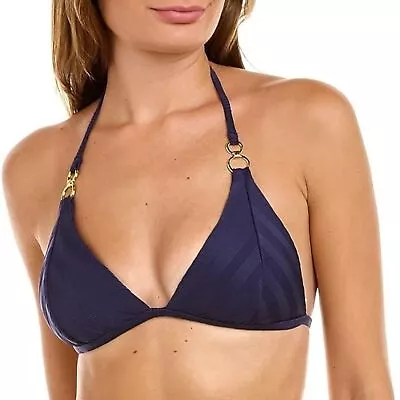 NEW La Blanca Linea  Triangle Halter Bikini Swimsuit Top Indigo Blue Size 12 • $30