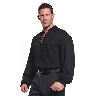 Black Pirate Shirt Adult Costume Fancy Dress • $20.93