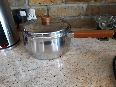 £15 • Buy PRESTIGE 20 Cm Stainless Steel Copper Bottom SAUCEPAN Wood Handle