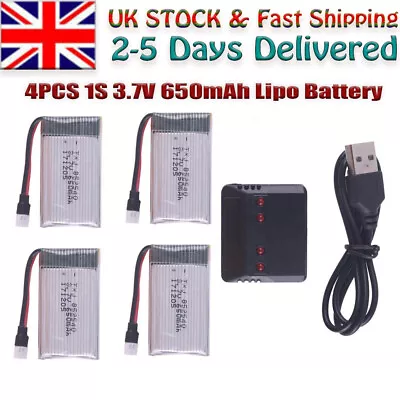 4pcs 650mAh 3.7V Lipo Battery+Charger For Syma X5C X5SC X5SW RC Drone Quadcopter • £16.99