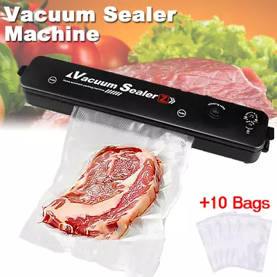 Vacuum Food Sealer Machine Automatic Manual Dry Wet Pack With Vac 10 Bags Home • £10.99