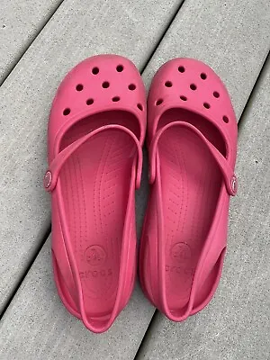 £19.56 • Buy Crocs Shayna Women's Size 10 Coral Pink Maey Jane Slip On Flat Slingback Sandals