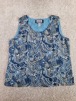 Indigo Moon Women's Tank Top Blouse XL Blue Paisley Polyester W/ Lining • $7.99