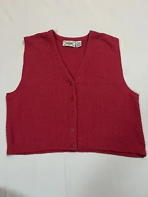 Près De Chamonix Vest Pink Sleeveless Box Weave XL Linen/Cotton Knit Vintage 90s • $18