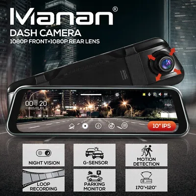 $79.99 • Buy Manan Dash Camera 1080P Front And Rear Smart Car DVR Recorder Night Vision 10 