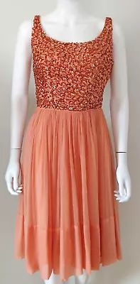 Vintage 50s 60s Formal Dress Girlcore Prom Sequin PIN UP Hollywood Fit Flare XS • $48