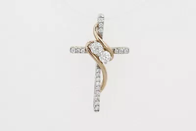 Ever Us® .40ctw Diamond Two-Stone Cross Pendant W/o Chain 14k Multi-Tone Gold • $419.99