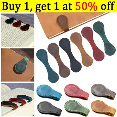 Magnetic Leather Bookmark Page Markers Page Clip Leather Double Sided Page Clip • £4.56