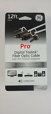GE Pro Digital TOSLINK Fiber Optic Cable With Mini TOSLINK Adapters 12 Ft • $9.09