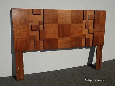 Paul Evans Style Brutalist Staccato Mid Century Headboard By Lane • $1395