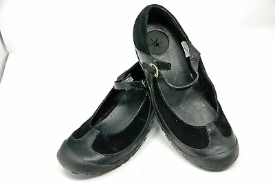 MERRELL PLAZA BANDEAU Mary Jane Wedge Loafer Slip On Size 8.5b Black Leather  • $24.99