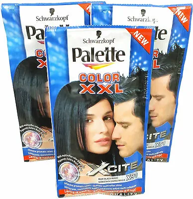 3x Schwarzkopf Blue Black Magic X91 Palette Color XXL Xcite 25ml - Hair Colour • £4.49