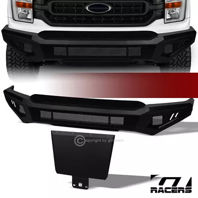 For 2021-2023 Ford F150 Matte Black 1PC Full Width Steel Front Bumper+Skid Plate • $787