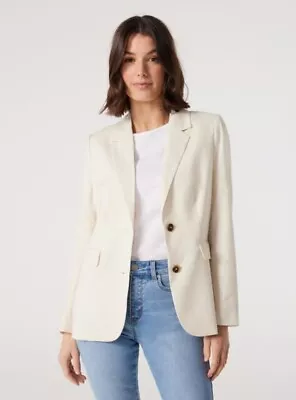 BNWT - JEANSWEST - Kitty Straight Blazer - White - RRP$99.99 - FREE SHIPPING • $42.99