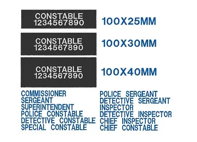 Police Identifier Morale Patch Name Tape MET Constabulary Rank ID Hook Backed • £4.49