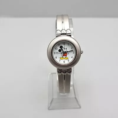 Disney Watch Mickey Mouse Easy Read Dial Silver Tone Bracelet Band NEW BATTERY • $19.99