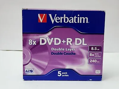 5PK Verbatim DVD+R DL 8.5GB 8 × Speed Blank Discs Media/Data Storage  • $19.99