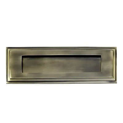 Solid Antique Brass Edwardian280mm X 90mm Letter Plate Flap Letter Box (XL10) • £47.25