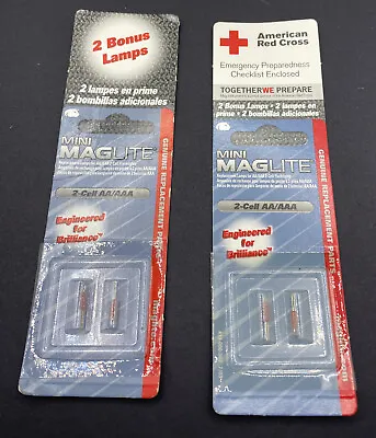 Maglite Mini Replacement Lamps 2 Cell AA/AAA Two Packages Of 2 Cells NIP • $21.32