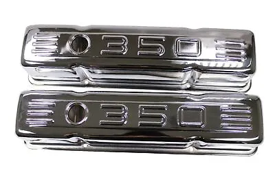 Logo 350 Tall Valve Covers Chrome For 1958-86 SBC Small Block Chevy 283 327 400 • $59.99