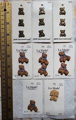 Vintage LaMode JHB Bear Dog Buttons New On Cards Sewing Craft Handpainted • $28