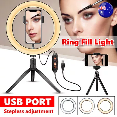 10 Inch Ring Light LED With Stand Phone Holder Make-up Set For Camera IPhone AUS • $29.95