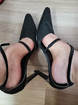 £86.13 • Buy Emporio Armani Shoes Black Beaded Satin High Heels Vintage US 7 /IT 38