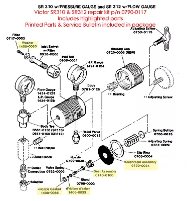 Victor SR310 & SR312 Repair Kit 0790-0117 • $64.99