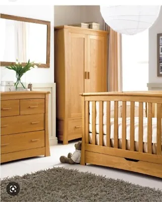 Mamas And Papas Solid Oak Ocean Range Nursery Furniture Set (4 Items) • £600