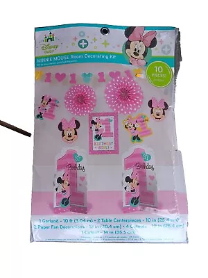 Baby Girl 1st Birthday Minnie Mouse Room Decorating Kit 10 Piece Birthday Kids • $10.99