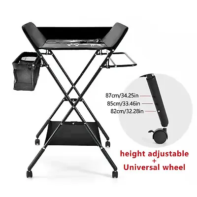 Baby Changing Table Folding & Portable Diaper Station W/Wheels Height Adjustable • £32.24