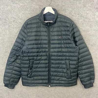 Tommy Hilfiger Jacket Mens Large Black Puffer Duck Down Insulated Padded Coat • $63.15